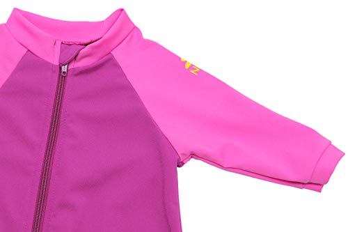 Nozone Tahiti Full Zip Sun Protective Baby Girl Swimsuit in Fuchsia/Bahama Pink, 18-24 Months - Thumbnail 2