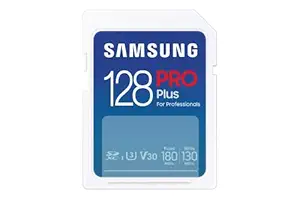 SAMSUNG PRO Plus Full Size 128GB SDXC Memory Card, Up to 180 MB/s, Full HD & 4K UHD, UHS-I, C10, U3, V30 for DSLR, Mirrorless Cameras, PCs, MB-SD128S/APC