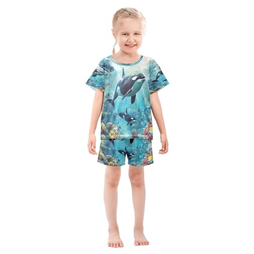 senya Whales Family Summer Pajamas Set Short Cotton Sleepwear 2 Piece3
