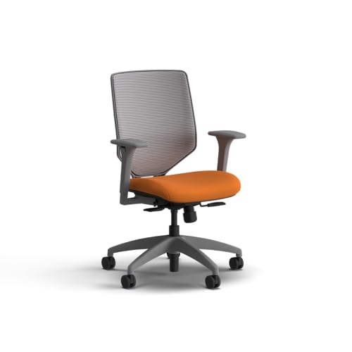 Image of HON Solve Office Chair, Ergonomic Office Chair Mesh Back Support, Adjustable Lumbar Support, Height Adjustable Arms, Titanium Frame, Apricot