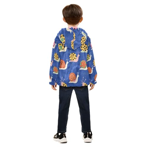 Snail Pattern on Blue Background Toddler Fleece Jacket Girl Boys Hooded Fleece Jacket Coat Warm Outwear Zip-up 3-10T4