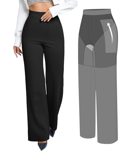 BRXL Dress Pants for Women Work Tummy Control Shapewear Long Wide Leg Winkle Free Business Casual...