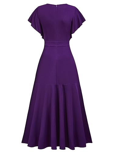 Image of Miusol Women's Formal V Neck Ruffle Split Evening Party Long Dress