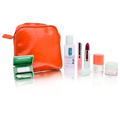 Clinique Travel Set (Orange with Embossed Squares) 7 Piece Set (Travel Sizes)