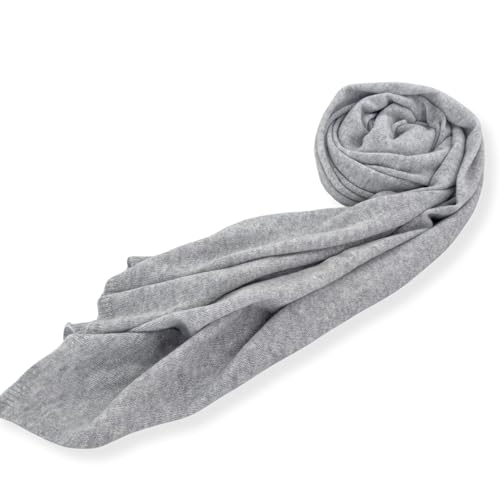 Jet&Bo 100% Pure Cashmere Lightweight Travel Wrap, Shawl & Scarf Gray, Storage Bag + Gift Box4