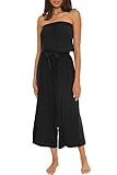 BECCA Women's Standard Ponza Jumpsuit, Crinkled, Beach Cover Ups, Black, XX-Large