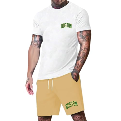 Traje de ocio para hombre de verano deportivo de dos piezas camiseta y pantalones cortos ligeros con cordón de ajuste digital, conjunto de impresión 3D, simplicidad, cómodo, transpirable, traje de