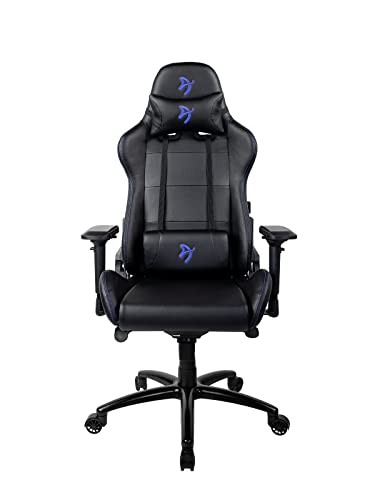 Arozzi Verona Signature Premium Pu Ergonomic Computer Gaming Chair Office Chair With Recliner Swivel Tilt Rocker 4D Armrests And Neck And Lumbar Pillows - Black With Blue Accents #TOP1