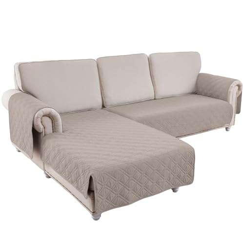 防水ソファシェーズロングカバー 調節可能 L字型 洗濯可能 ソファ3人掛け・2人掛け用プロテクター (カラー: チョコレート、サイズ: L字型)