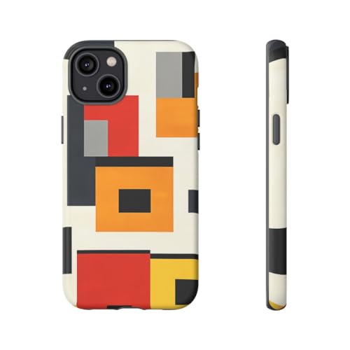 Coque mate iPhone 14 Plus blocs géométriques protection noire antichoc