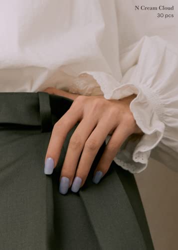 Image of ohora Semi Cured Gel Nail Strips (N Cream Cloud) - Purple, Solid, Works with Any UV /LED Lamps, Salon-Quality, Long Lasting, Easy to Apply & Remove - Includes 2 Prep Pads, Nail File & Wooden Stick