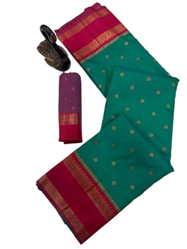 Image of Dharmavaram Pattu Paithani Saree Pure Silk Zari Weaving Floral Border Rich Pallu With Blouse Piece