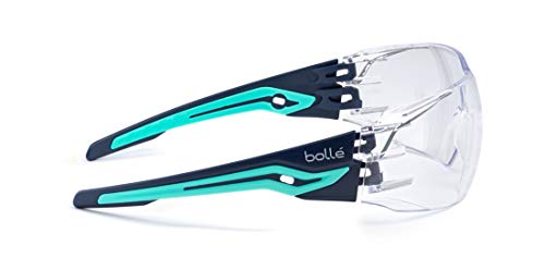 Bollé Safety SILEXPSI, Silex Safety Glasses Anti-Scratch/Anti-Fog, Black Blue Frame, Clear Lenses