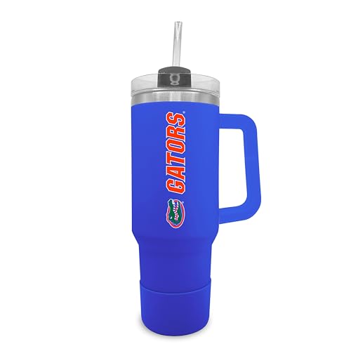 Image of Campus Colors College & University 40 oz Travel Tumbler With Handle - Dual Option Lid With Straw - Vacuum Insulated Stainless Steel (Florida Gators - Royal)