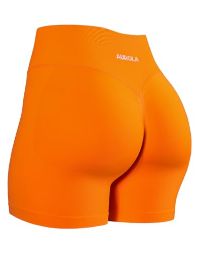 Image of AUROLA Influence Workout Shorts for Women,2.5 3.5 4.5 5.5 6.5 No Roll Up Squat Proof Scrunch Seamless Compression Gym Short