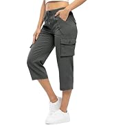 Rdruko Women's Cargo Capris Pants Lightweight Quick Dry Hiking Summer Casual Travel Pants with Po...