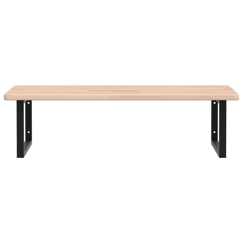 Piano lavabo in legno di rovere massiccio con supporto in acciaio, 100 x 60 x 2,5 cm, portata fino a 100 kg, salvaspazio per lavabo con mobiletto inferiore, moderno scaffale da bagno per