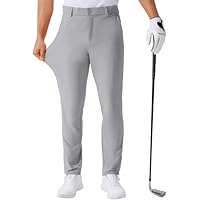 QPNGRP Men's Golf Pants 30"/32"/34" Inseam Lightweight Stretch Work Dress Pants LightGrey 46Wx32L