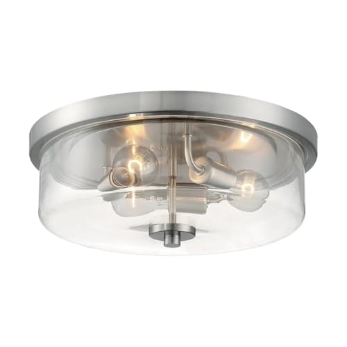 Image of Nuvo 60 /7169 Sommerset 3-Light Flush Mount Fixture with Clear Glass - Brushed Nickel Finish