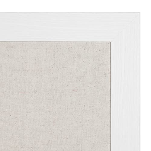 Designovation Beatrice Framed Linen Fabric Pinboard, 27X43, White, Rustic Coastal Memo Board Wall Organizer #TOP4