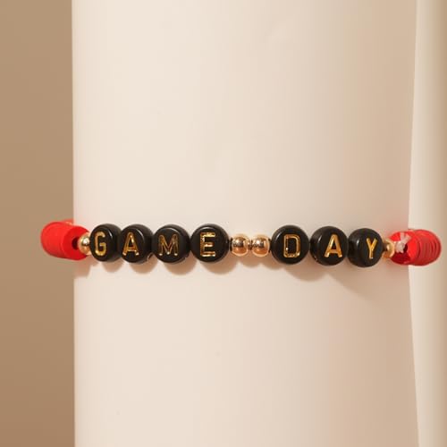 Game Day Bracelets for Women - Football Mom Accessories!Heishi Clay Beaded Stretch Bracelets. Stackable Sports Football Charm Bracelet Bangles. Ideal for Gameday Outfits for Women.3