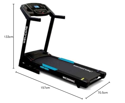 Image of WELCARE Wc3999Ac 2.5Hp Peak Ac Foldable Motorized Treadmill With Lcd Display, Auto Incline, Fitshow App Support, Black