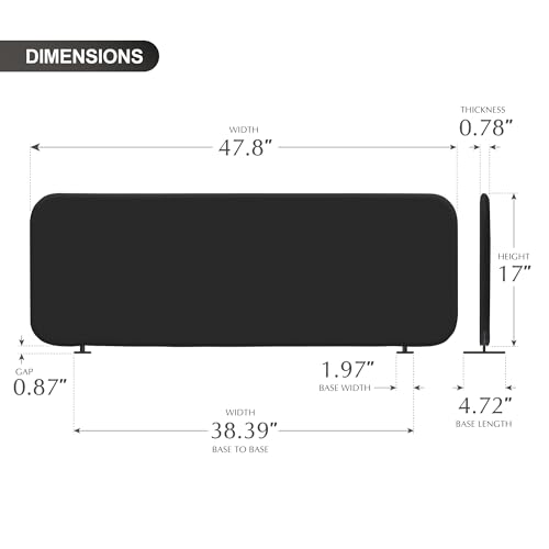 DECOLAB Desk Divider, Movable Desk Panel Privacy Partition for Home Office, Student, Classroom, Study, Free Standing, Scratch Resistance, 48"x18", Midnight