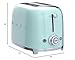 SMEG 2 Slice Toaster with 6 Presets and Defrost Function and Removable Crumb Tray TSF01PGUS, Pastel Green