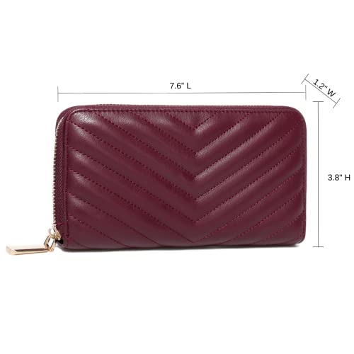 Daisy Rose Women’s Zip-Around Wallet & Phone Clutch with RFID Blocking, PU Vegan Leather (Burgundy)4