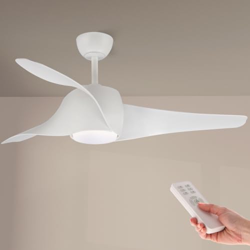 M mimotec - Ventilador de Techo con luz Led Fanton Blanco con luz y Mando a Distancia, Bajo consumo,...