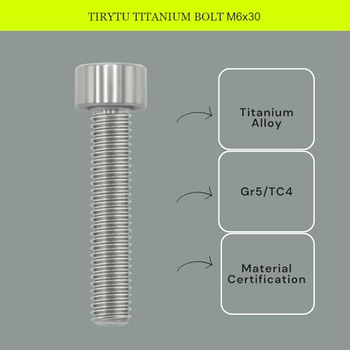 Image of M6x30 Titanium Bolts Hex Socket Cap Screw, Natural Color, 4PC | Lightweight Design, Ideal for Humid /Salty Environments, Socket Head Hex Key No Washer, MTB /Motorcycle Bolts