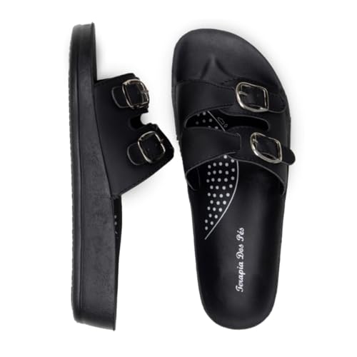 Sandália Ortopédica Feminina Conforto Dores Nos Pés Original (PRETO, BR, Adulto, Numérico, 38)