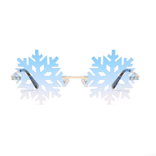 LJCZKA Snowflake Shape Sunglasses Women Men - Rimless Novelty Ice Glasses Funky Christmas Festival Party Accessories2