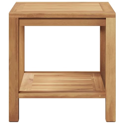 Table basse marron teck massif 45x45x45cm table rangement salon extérieur