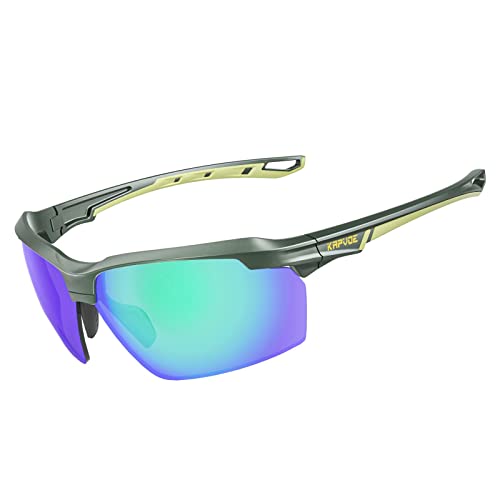 KAPVOE Sports Sunglasses Polarized Cycling Glasses Baseball Running Mountain Bike Triathlon Golf MTB for Men Women - K87