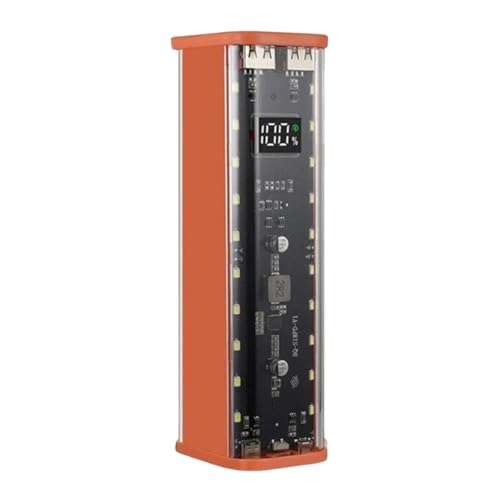 Caja de almacenamiento para baterías sin soldadura, funda de batería de carga rápida de 22,5 W, 2 puertos USB, funda portátil transparente para teléfono inteligente
