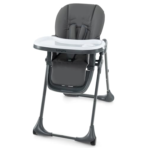 Image of BABY JOY Convertible High Chair for Babies & Toddlers, Height Adjustable, Grow & Go High Chair w/Recline & Footrest, Removable Double Tray, Portable Baby Dinning Chair with Wheels (Dark Gray)