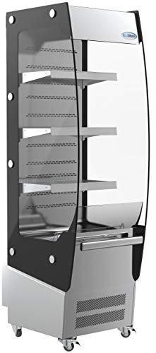 Image of KoolMore 26 in. Open Air Merchandiser Cooler Grab and Go Refrigerator with LED Lighting and Night Curtain, ETL Listed for Safety and Sanitation, 7.7 Cu. Ft. in Stainless-Steel (CDAU-7C-SS)