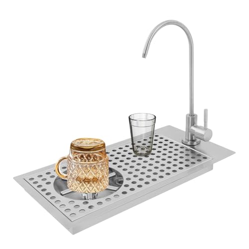 Glass Rinser with Faucet, 304 Stainless Steel Commercial Glass Cleaning Rinser for Bar, Cafe, Restaurant