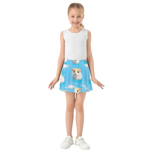 Cute Hamster Animals Blue Kids Tennis Skirts Dance Girls' Shorts Athletic Skorts Pleated 4t3