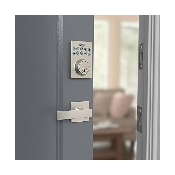 Amazon Basics Contemporary Electronic Keypad Deadbolt Door Lock with Passage Lever Satin