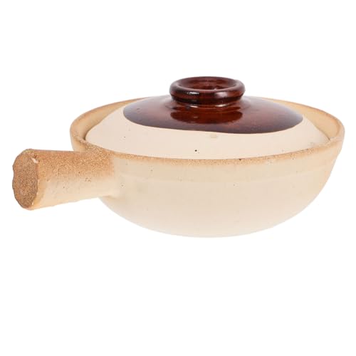 FUNNETOYU Olla de Cerámica para Sopa Tradicional 19x7 Cm, Cazuela de Barro Resistente al Calor, Utensilios de Cocina Chinos para Arroz y Guisos, Apta para Restaurantes y Uso Comercial