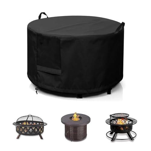 SFDHMUKCF Round Fire Pit Cover for Prism Hardscapes Moderno 4 Fire Bowl 48 in, 420D Oxford Outdoor Fire Pit Cover with Drawstring, Two Handles, Air Vent, Patio Fire Bowl Cover