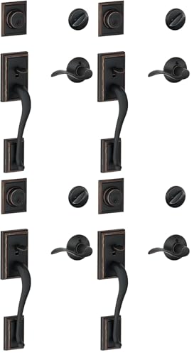 Image of SCHLAGE Addison Single Cylinder Handleset and Right Hand Accent Lever, Aged Bronze (F60 ADD 716 Acc RH) (Pack of 4)