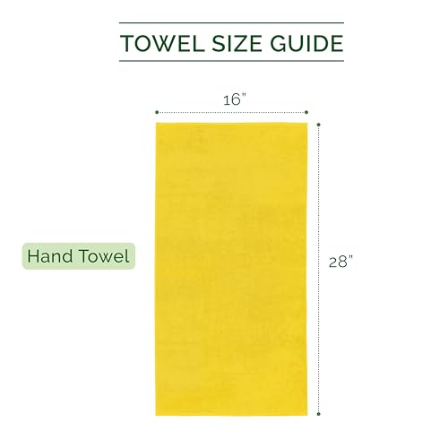 Image of Elegant Comfort 100% Turkish Cotton 4 Lines Viscose Stripe Luxury 4 Pack Hand Towel Set - Ultra Absorbent and Soft 16 x 28 Inch Premium Hotel Spa Quality Towels for Everyday Bath Use, Yellow