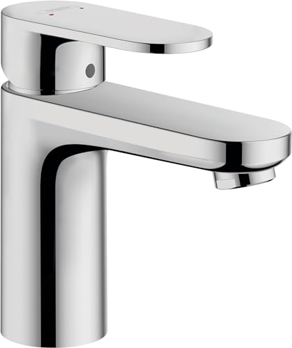 hansgrohe Waschtischarmatur Vernis Blend, Wasserhahn Bad mit Auslauf Höhe 100 mm, mit Zugstange, Badarmatur wassersparend, Chrom