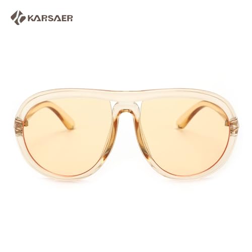 Image of Karsaer Oversized Vintage Aviator Sunglasses for Men Women?Big Retro Round Aviator Sunglasses K7132