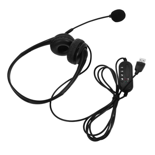 jojofuny Auriculares con Cancelación de Ruido Cvc60 para Oficina Cable USB con Micrófono Integrado Control de Volumen Diseño Supraaural Negro Ideales para Seminarios Web y Centros de