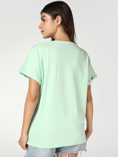Image of Bewakoof Women's My Badass Graphic Printed 100% Cotton T-Shirt - Boyfriend Fit, Round Neck, Half Sleeve