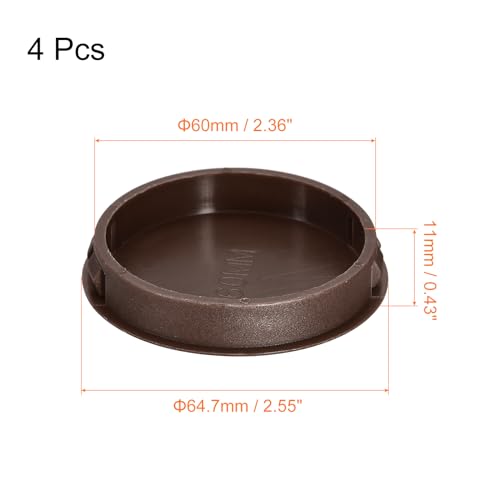 Image of uxcell 60mm /2.36 inch Plastic Hole Plugs, 4Pcs Flush Type Panel Round Snap in Fastener Knockout Locking Plugs for Furniture Insert End Caps Panels, Brown